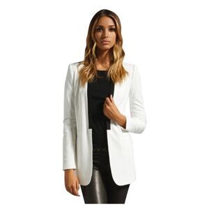 BCBG Women's White Tuxedo Jacket Lawson Boyfriend Size Small